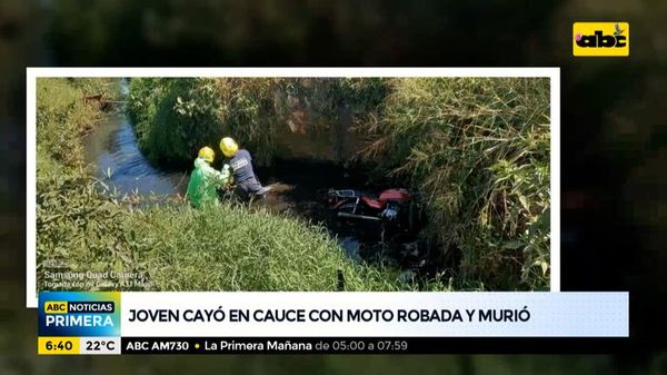 Joven cayó a cauce de un arroyo con una moto robada y murió - ABC Noticias - ABC Color