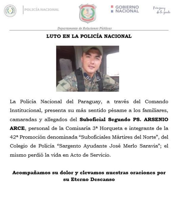 Policía muere en Horqueta tras caer de un techo - Nacionales - ABC Color