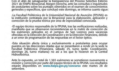 Someten a revisión la matriz de examen del PSE de ITAIPU aplicado por la FPUNA