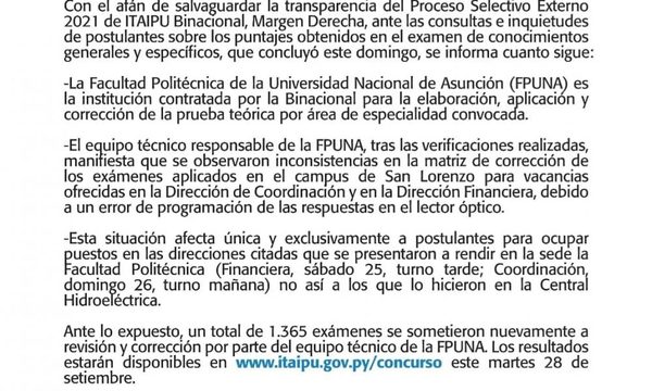Someten a revisión la matriz de examen del PSE de ITAIPU aplicado por la FPUNA