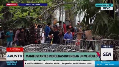 Diario HOY | Disturbios en inmediaciones del Congreso Nacional, Indígenas quemaron vehículos