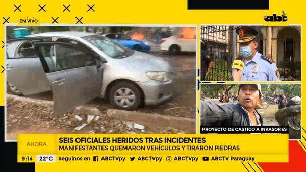 Seis policías heridos tras incidentes frente al Congreso - A la gran 730 - ABC Color