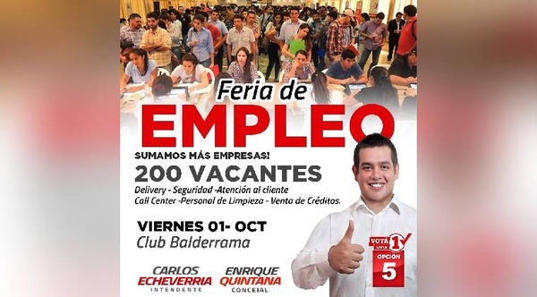 Diario HOY | Candidato a concejal organiza feria de empleos con más de 200 vacancias en Luque