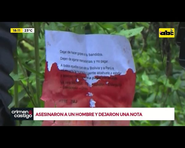 Cadáver en Ypané: hallan panfleto de advertencia a “desviadores de mercaderías” - Nacionales - ABC Color