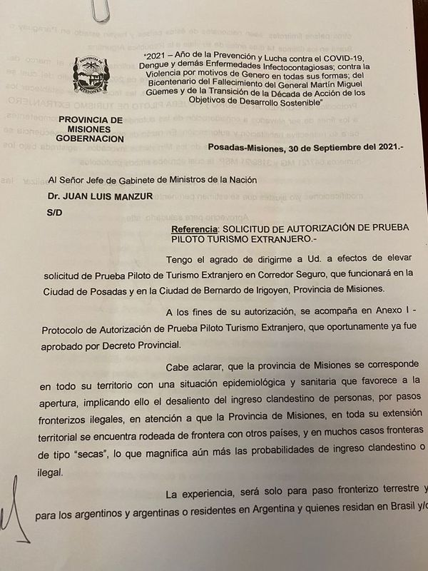 Misiones formalizó pedido de apertura de frontera con Encarnación - Nacionales - ABC Color