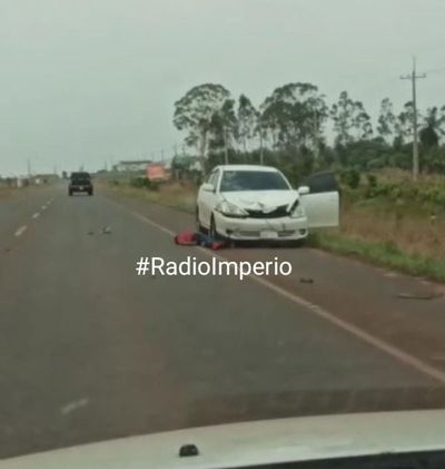 Motociclista quedó en grave estado tras chocar por un automóvil sobre la Ruta PYO5