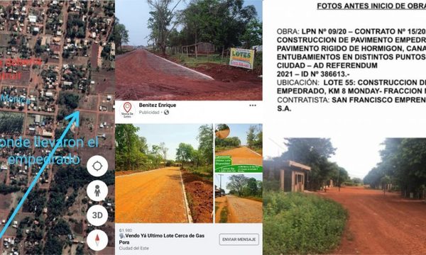 Mudan de lugar construcción de empedrado en CDE para favorecer a inmobiliaria