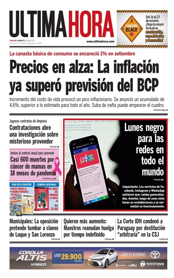 Portadas de este martes 5 de octubre de 2021