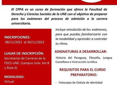 Ofrecen curso preparatorio para proceso de Admisión