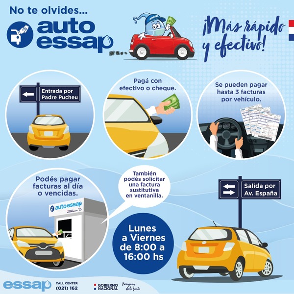 Essap recuerda vigencia del servicio de pago desde el vehículo en sede Asunción - .::Agencia IP::.