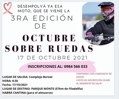 Avanzan los preparativos para la tercera edición de “Octubre Rosa Sobre Ruedas”