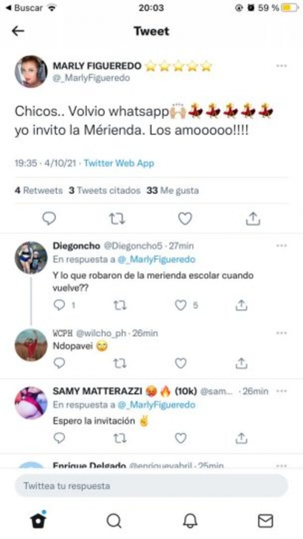 Marly Figueredo y su chiste sobre una "merienda" - Teleshow