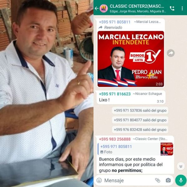 Rechazan campaña política de Marcial Lezcano y abandonan grupo de WhatsApp