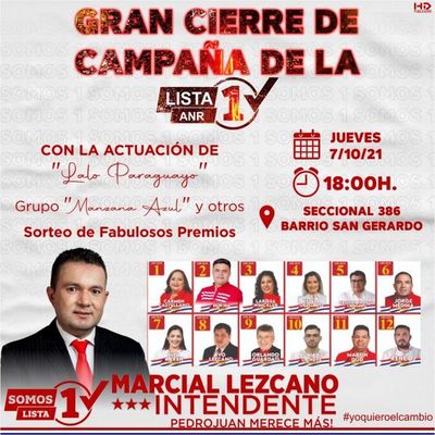 Gran Cierre de Campaña de la Lista 1 en Pedro Juan Caballero
