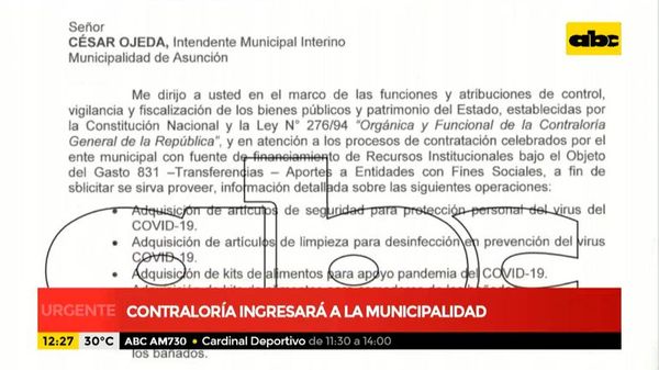 Contraloría ingresará a la Municipalidad de Asunción - ABC Noticias - ABC Color