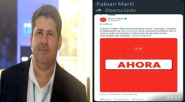 Diario HOY | Cuestionado encuestador opositor distribuyó tuit falsificado en grupos