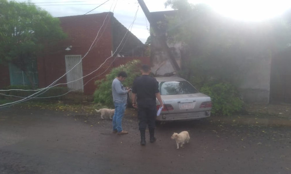 Ebrio al volante se lleva por delante una columna de la ANDE en San José de los Arroyos - OviedoPress