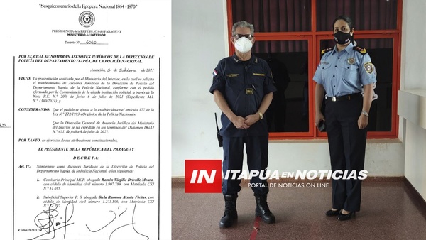 PRIMERA MUJER EN LA ASESORÍA JURÍDICA DE LA DIRECCIÓN DE POLICÍA DE ITAPÚA.