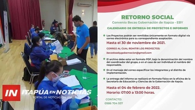 RETORNO SOCIAL DE BECARIOS DE LA GOBERNACIÓN