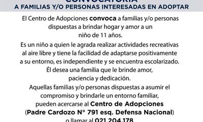 Convocan a familias que deseen adoptar