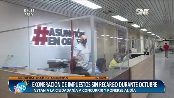 Mun. Asunción: Exoneración de impuestos sin recargo durante octubre - SNT