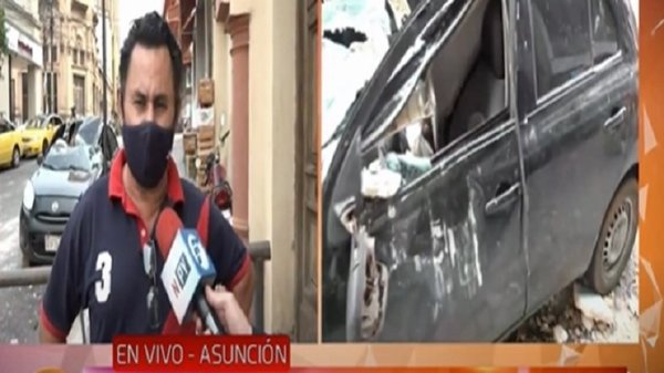 “Es un perjuicio enorme, hace menos de un mes que compré”, dueño del auto destrozado por parte de un edificio | Noticias Paraguay