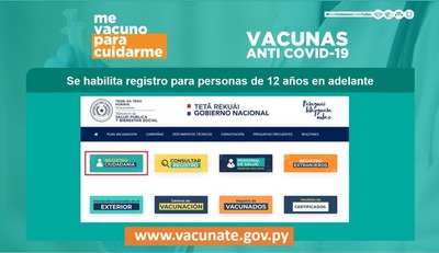 Vacunación COVID: Habilitan registro para personas de 12 años en adelante - Megacadena — Últimas Noticias de Paraguay