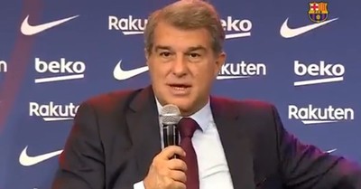 ¿Lo extraña? Joan Laporta sufre lapsus durante conferencia de prensa y nombra a Messi por error - SNT
