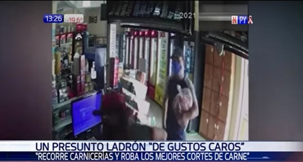 Hombre escapa con kilos de carne de comercio en Oviedo