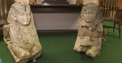 Familia descubre que dos esculturas de su jardín son esfinges del Antiguo Egipto - SNT