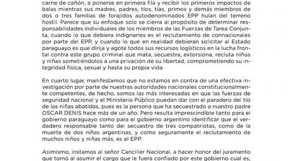 Familia Denis repudia exigencia argentina de investigar muerte de niñas reclutadas por el EPP – Prensa 5
