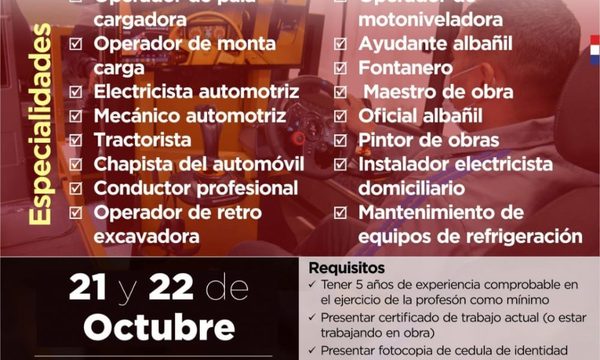 Convocan a trabajadores empíricos para certificación ocupacional