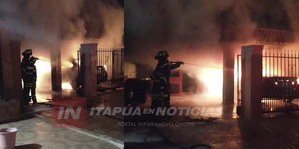 INCENDIO DE VEHÍCULO ESTACIONADO EN B° SAN PEDRO. - Itapúa Noticias