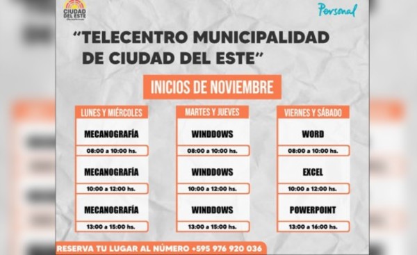 Abren inscripciones para cursos gratuitos en telecentro municipales
