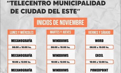 Abren nuevas inscripciones para cursos gratuitos en el telecentro habilitado en la Municipalidad de CDE – Diario TNPRESS