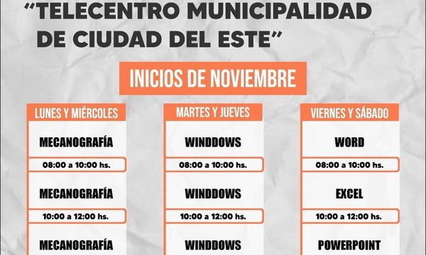 Abren nuevas inscripciones para cursos gratuitos en el telecentro habilitado en la Municipalidad de CDE – Diario TNPRESS