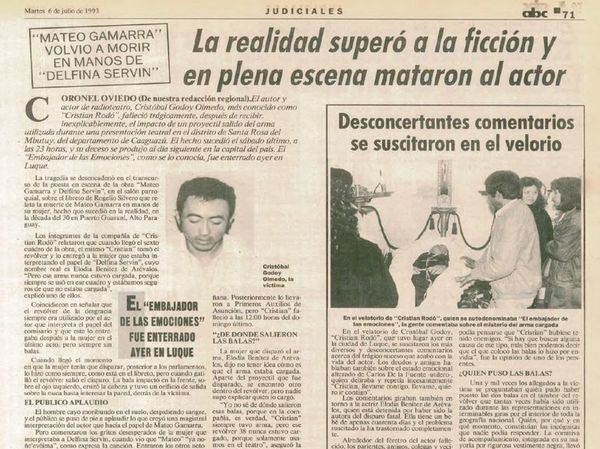 “Mateo Gamarra”: una trágica muerte en escena ocurrida en Paraguay - Cultura - ABC Color