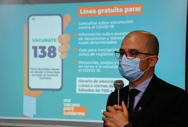 Se habilita el 138, línea gratuita para consultas sobre vacunación anticovid - .::Agencia IP::.