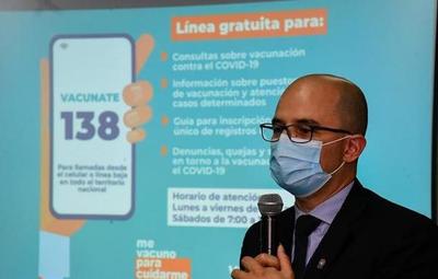 Salud habilita línea gratuita para consultas sobre inmunización anticovid