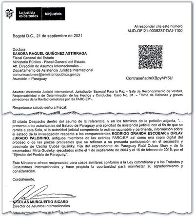 Informe clave de tribunal colombiano sobre caso Cecilia Cubas nunca llegó - Nacionales - ABC Color