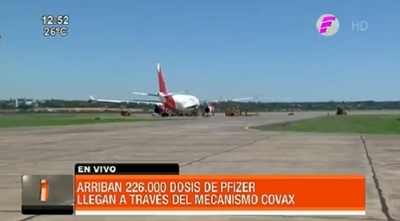 Llegan al país 226.000 vacunas enviadas por el Mecanismo Covax