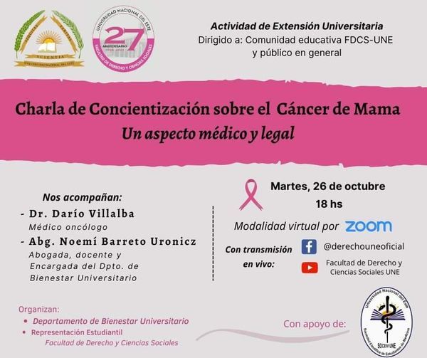 Organizan charla Online sobre cáncer de mama