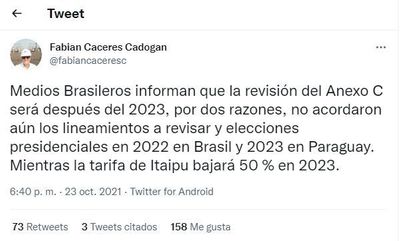 Hay una orden desde el Brasil para bajar la tarifa de la binacional, denuncia Itaipú 2023 Causa Nacional - Nacionales - ABC Color