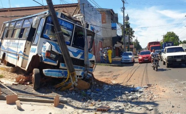 Vetusto colectivo derriba columnas y deja sin luz a vecinario