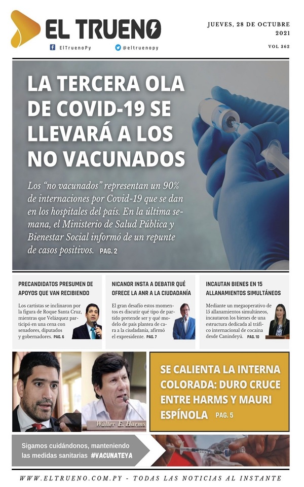Portadas de este jueves 28 de octubre de 2021