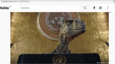 Un dinosaurio critica a los humanos en campaña de la ONU sobre el cambio climático