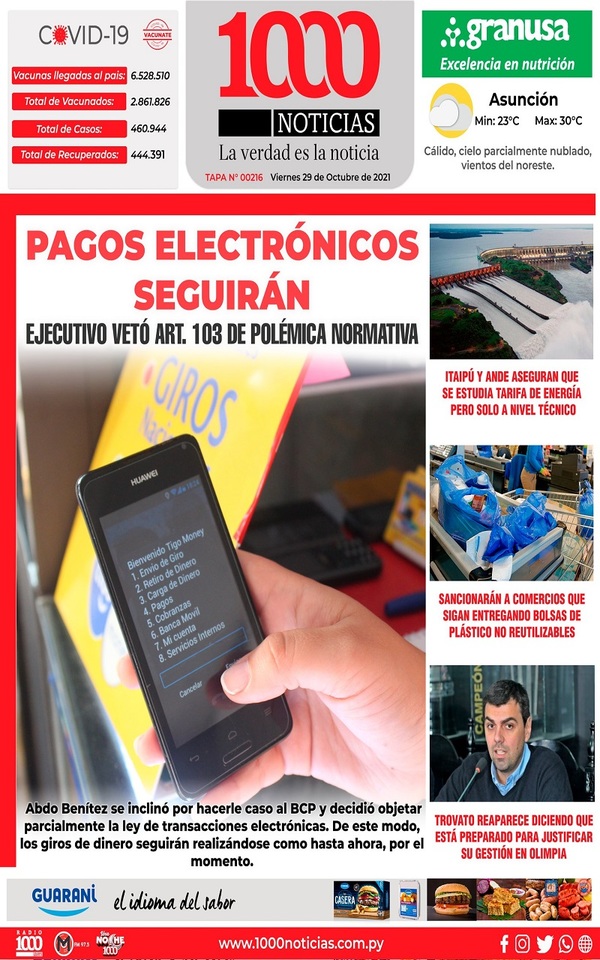 Portadas de este viernes 29 de octubre de 2021