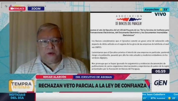 Diario HOY | Édgar Alarcón, director ejecutivo de la ASOBAN, sobre el proyecto de Ley de Confianza