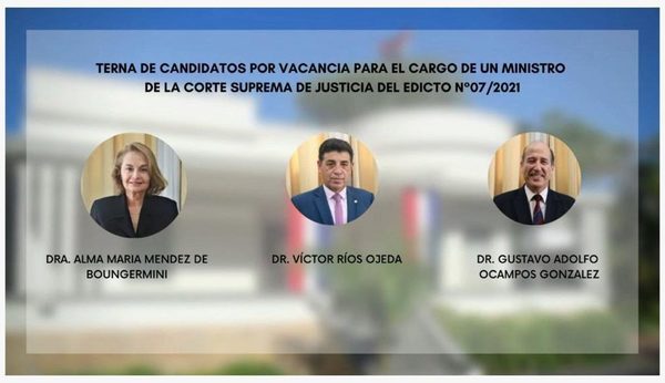 Alma Méndez, Gustavo Ocampos y Víctor Ríos son los ternados para la Corte
