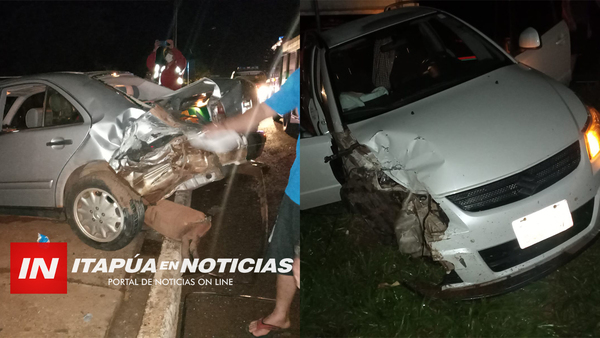 COLISIÓN DE VEHÍCULOS SOBRE RUTA PY 1 CRUCE SAN COSME EN CNEL BOGADO. - Itapúa Noticias